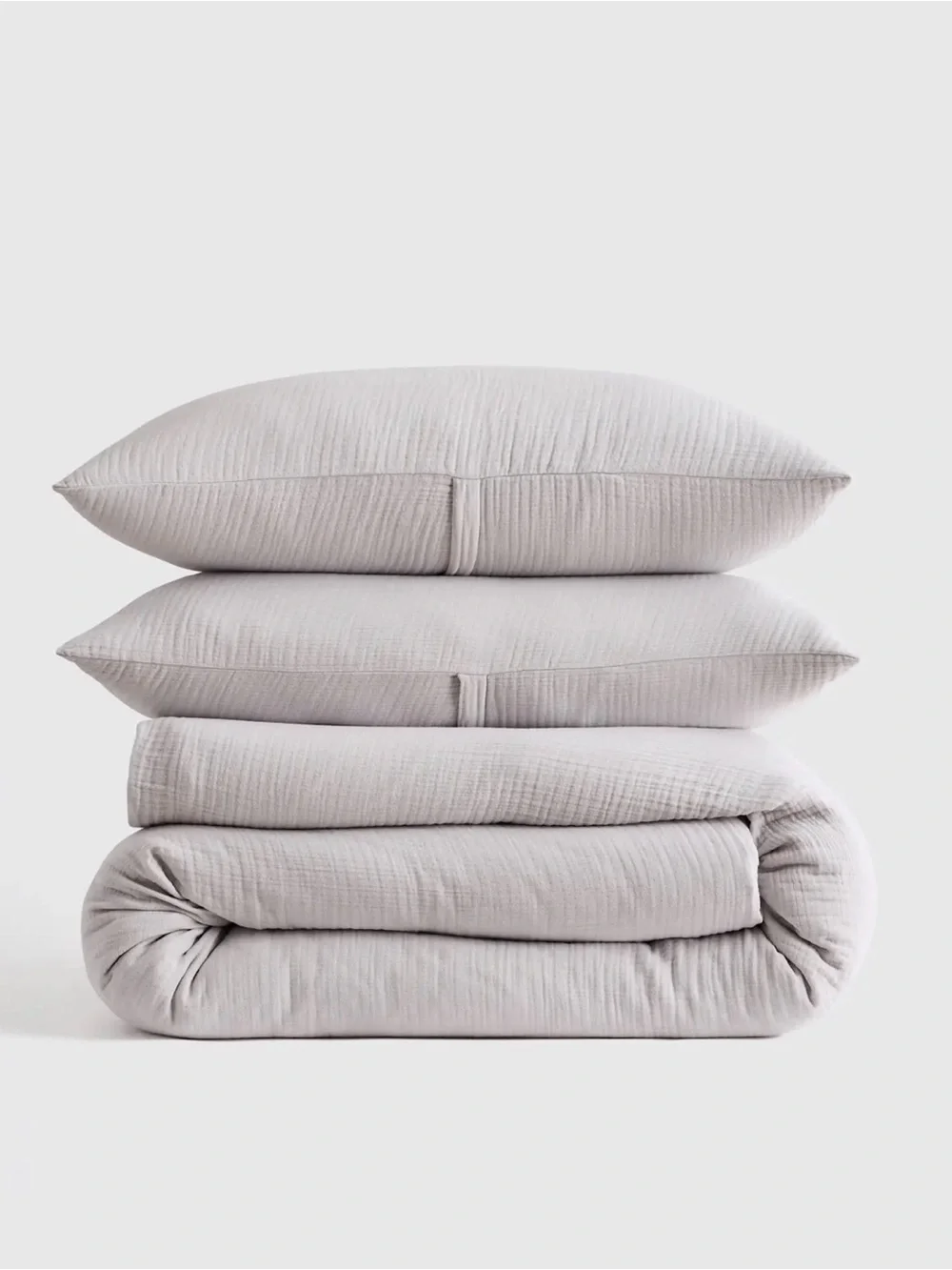 NWOT Airy Gauze Light Gray Organic Cotton Duvet Cover Set - Retail 170